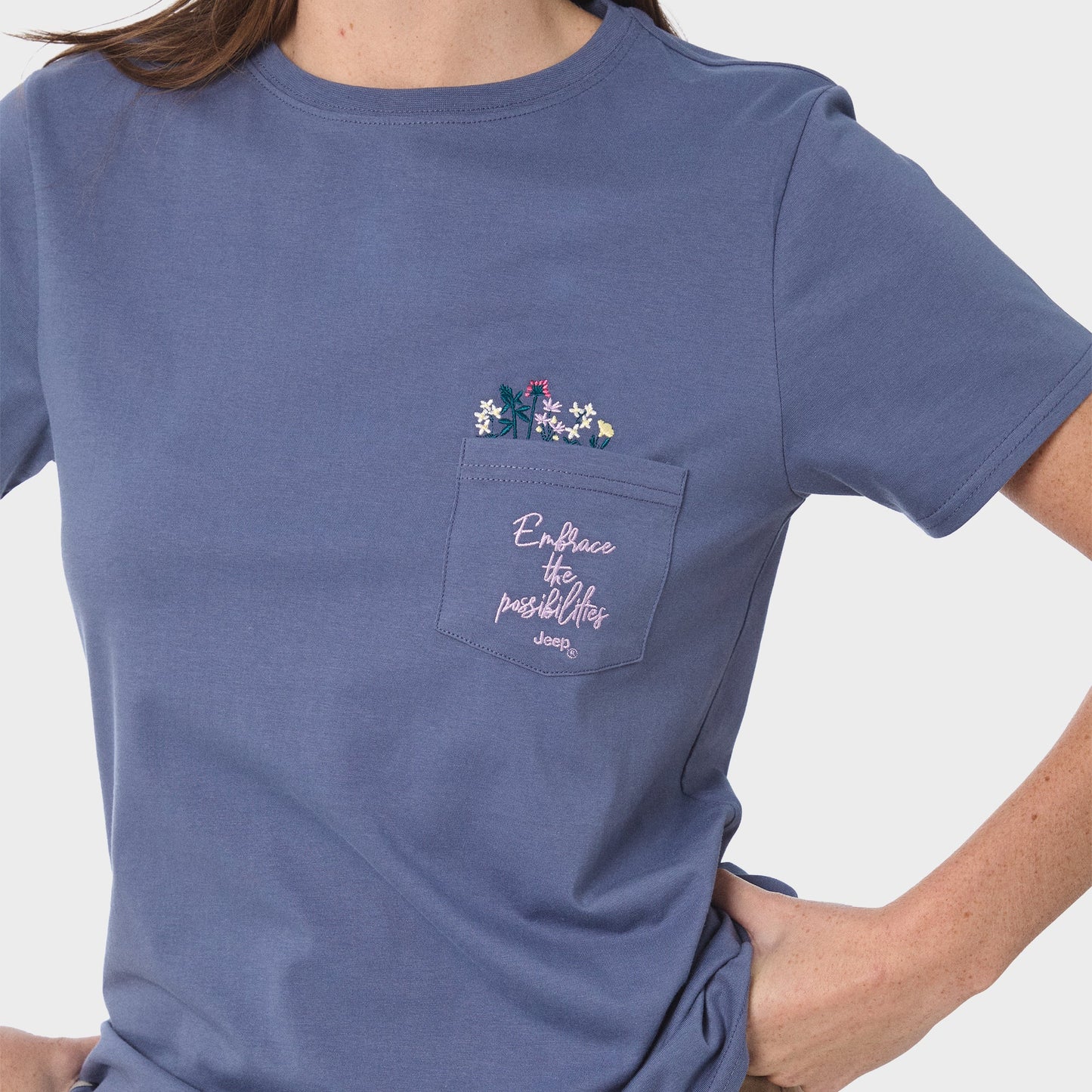 Jeep Ladies Fashion Pocket Embellished T-Shirt