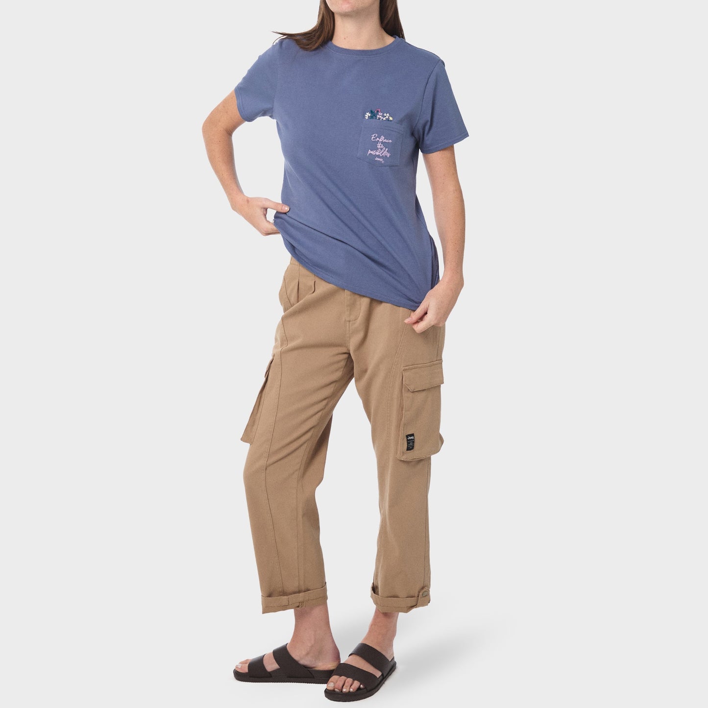 Jeep Ladies Fashion Pocket Embellished T-Shirt